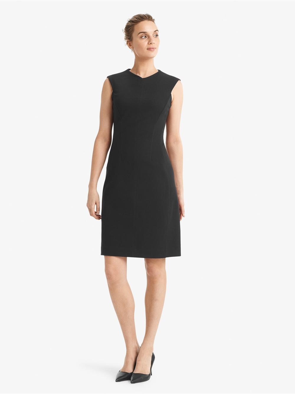 MM Lafleur Maggie Textured Ponte Black Cap-Sleeve Sheath Dress Size 16